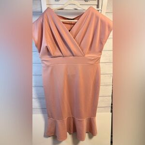 Boohoo Plus Dusty Rose Cap-Sleeve Midi Dress